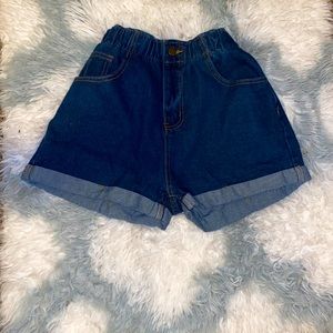 Jean shorts paper bag style high waisted. Never been worn